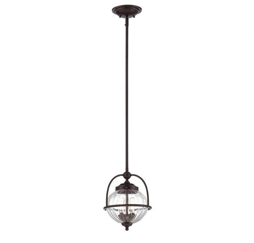 Clear Ribbed Glass 2 Light Pendant, Lighting, Laura of Pembroke