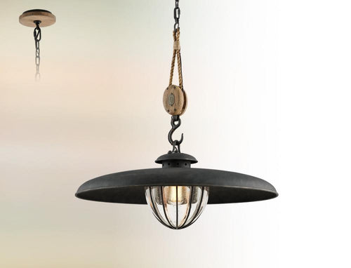 Vintage Iron Large Shaded 1 Light Pendant, Lighting, Laura of Pembroke