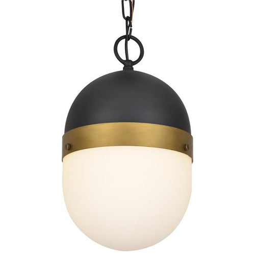 1 LIGHT MATTE BLACK & TEXTURED GOLD PENDANT