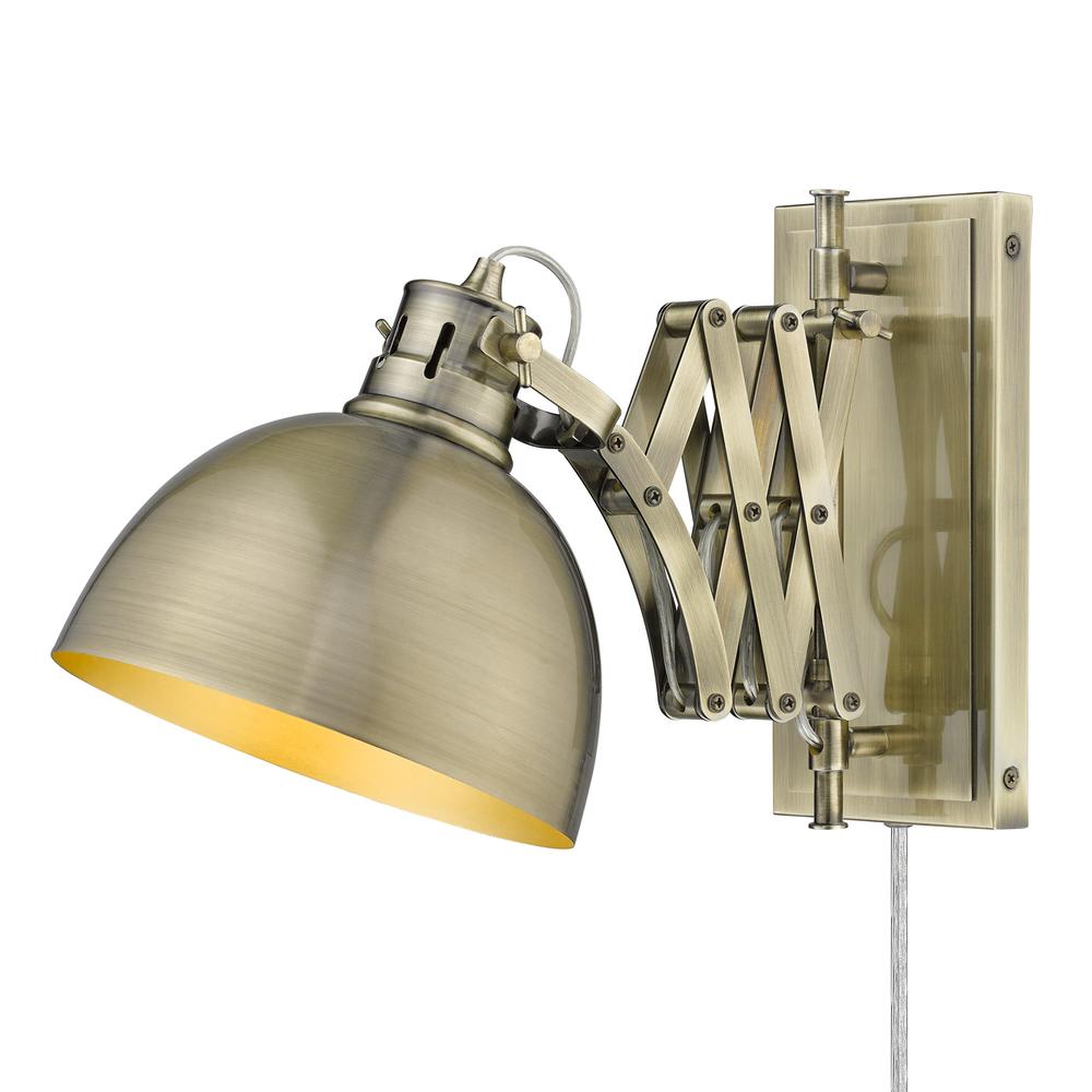1 Light Articulating Wall Sconce-Aged Brass Shade