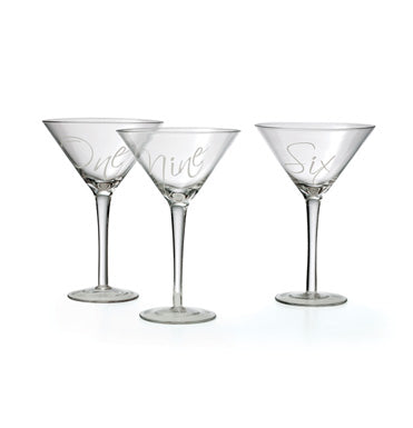 Etched Number Martini Glasses, Gifts, Laura of Pembroke