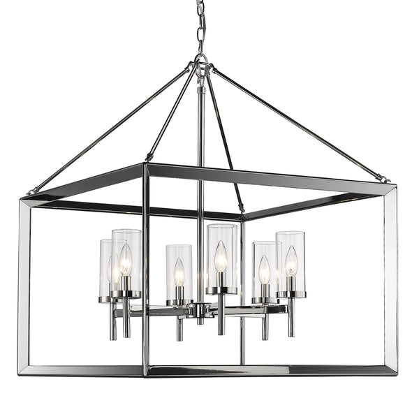 Smyth 6 Light Chandelier in Chrome with Clear Glass, Lighting, Laura of Pembroke