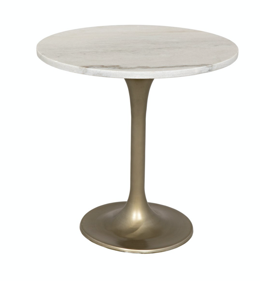 WHITE STONE TOP SIDE TABLE