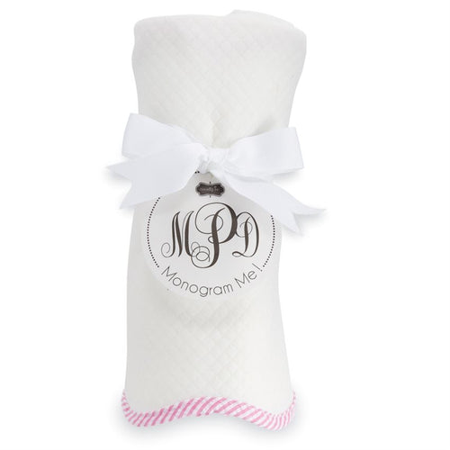Pink Seersucker Trim Blanket, Baby, Mud Pie, Laura of Pembroke