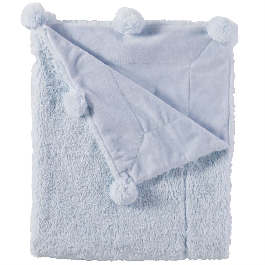 Blue Pom Pom Blanket, Baby, Mud Pie, Laura of Pembroke