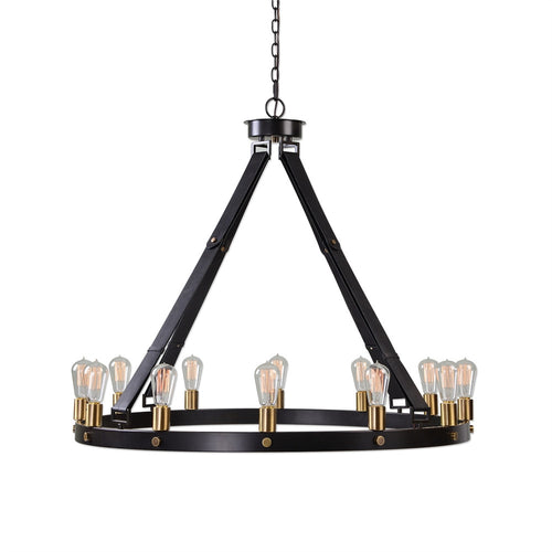12 Light Leather Strap Chandelier, Lighting, Laura of Pembroke