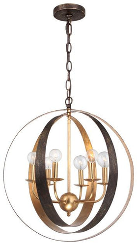 Bronze & Gold Sphere 6 Light Chandelier, Lighting, Laura of Pembroke