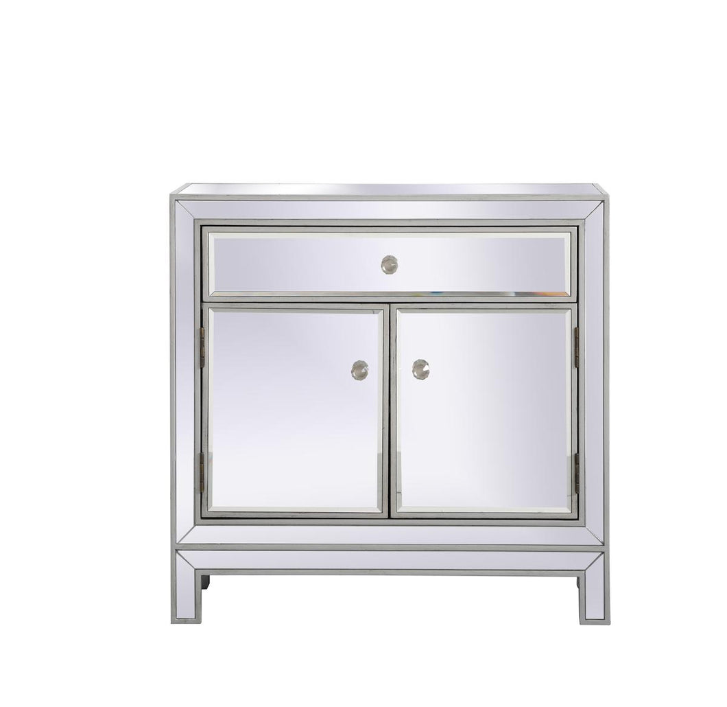 29 in. mirrored cabinet in antique silver