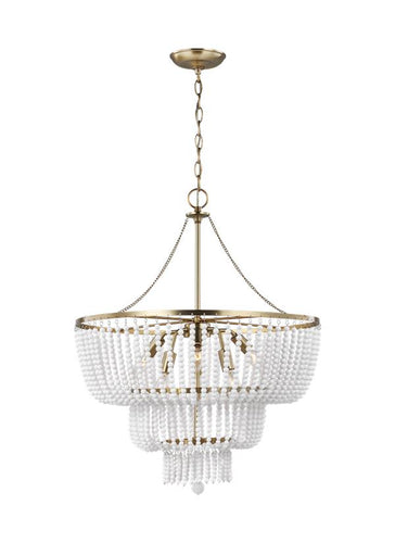 JACKIE 6 LIGHT CHANDELIER, SATIN BRASS