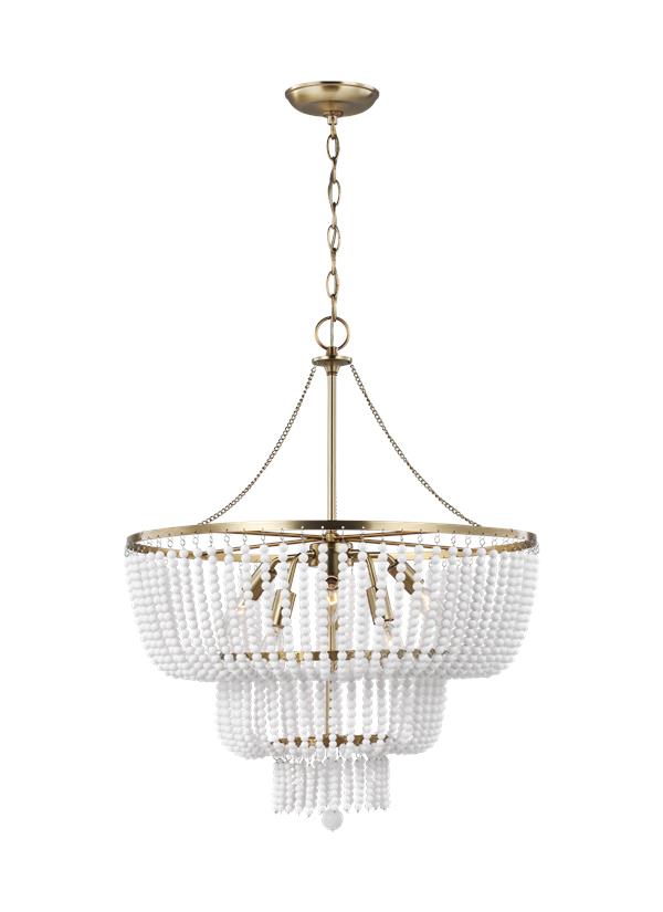 JACKIE 6 LIGHT CHANDELIER, SATIN BRASS