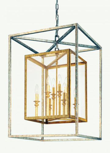Gold Silver Leaf Framed 8 Light Chandelier, Lighting, Laura of Pembroke