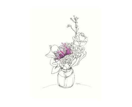 Black and White with Pink Mum Painting, Home Accessories, Laura of Pembroke