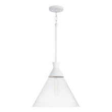 PALOMA 1-LIGHT CLEAR GLASS PENDANT, TEXTURED WHITE