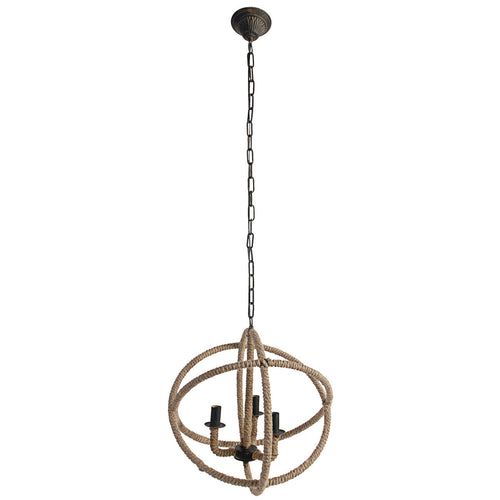 3 Light Roped Chandelier, Lighting, Laura of Pembroke