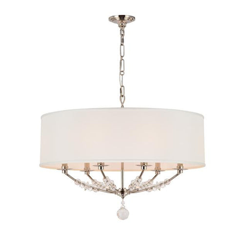 Polished Nickel Drum Shade 6 Light Chandelier, Lighting, Laura of Pembroke
