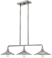 3 Light 40 inch Polished Nickel Linear Chandelier Ceiling Light
