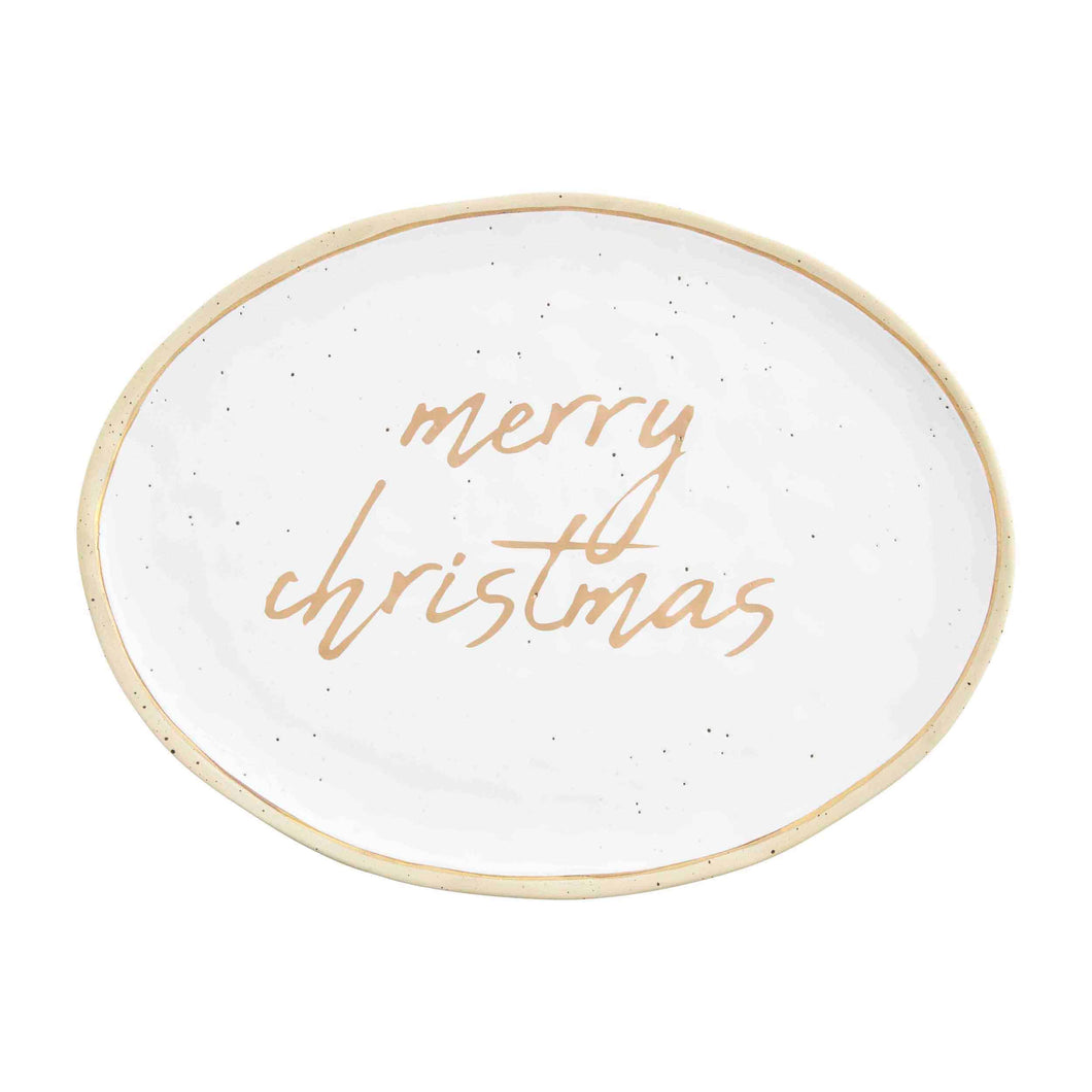 GOLD MERRY CHRISTMAS PLATTER