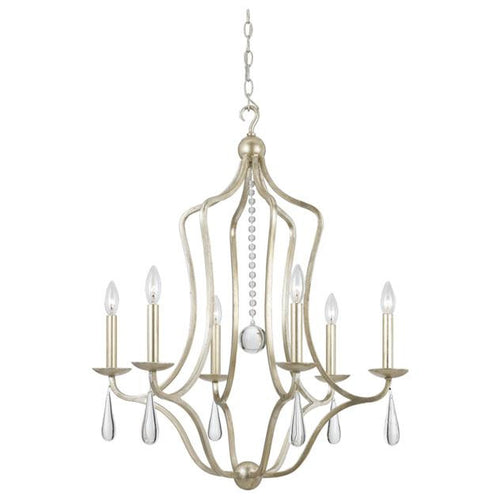 Silver Leaf Wrought Iron 6 Light Chandelier, Lighting, Laura of Pembroke
