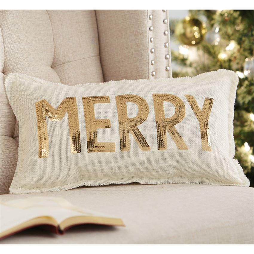 Glitter Merry Pillow, Gifts, Mud Pie, Laura of Pembroke