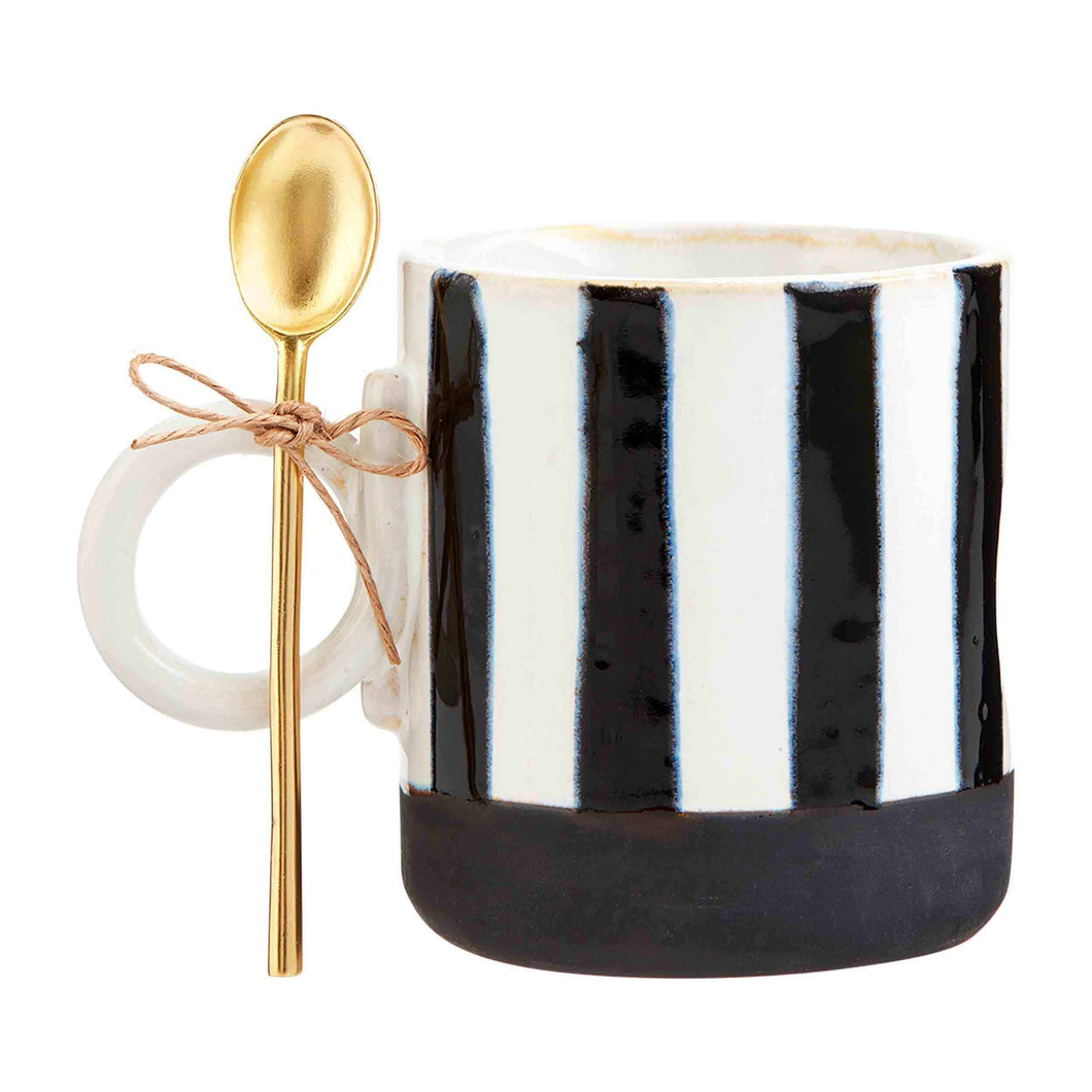 STRIPE BLACK STONEWARE MUG