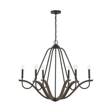 36" CLIVE 6-LIGHT CHANDELIER, CARBON GREY AND BLACK IRON