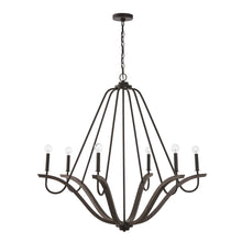 43" CLIVE 6-LIGHT CHANDELIER, CARBON GREY AND BLACK IRON