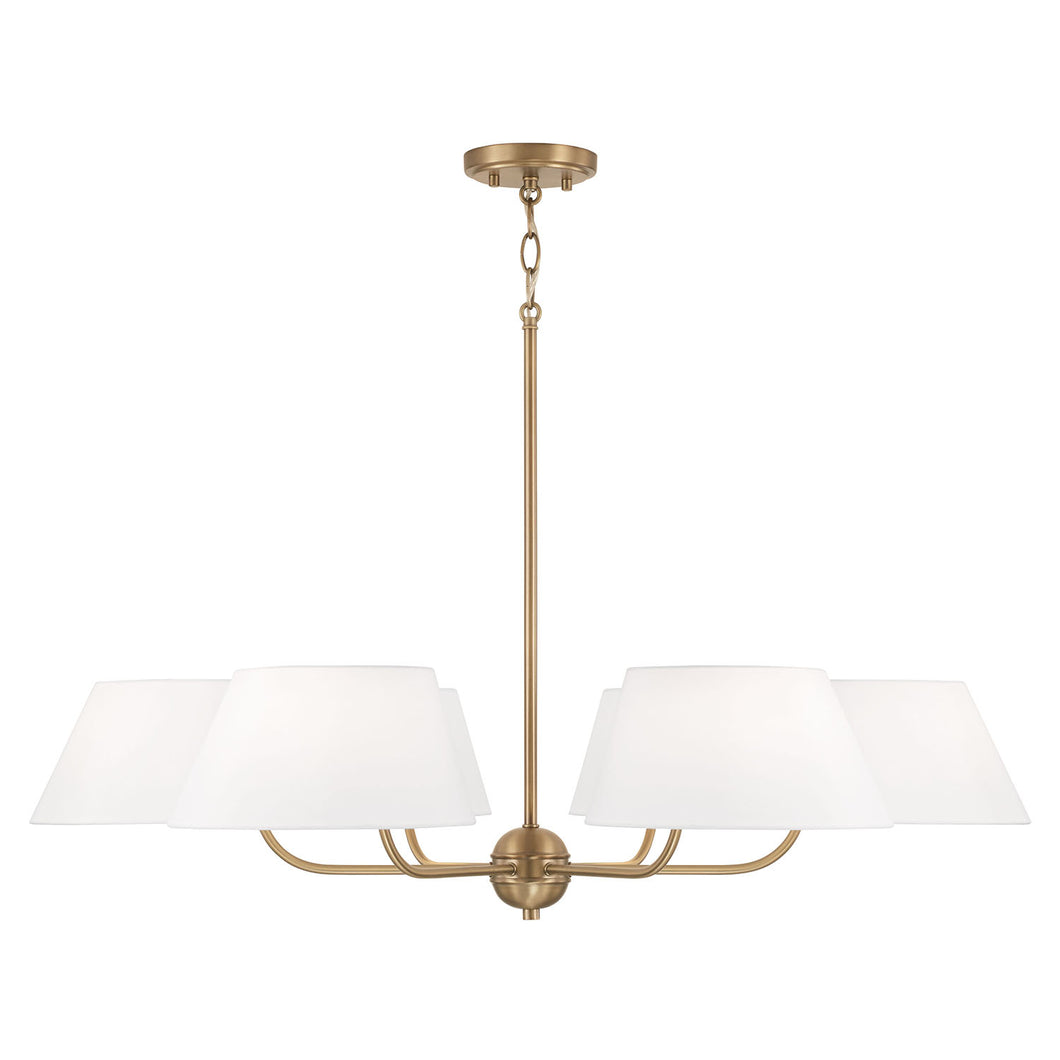 WELSLEY 6-LIGHT CHANDELIER, AGED BRASS