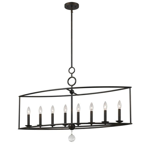 Circle Detail Bronze 8 Light Linear Chandelier, Lighting, Laura of Pembroke