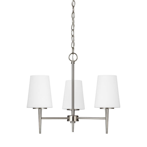 Etched White Glass 3 Light Chandelier, Lighting, Laura of Pembroke