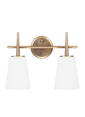 Etched White Glass Satin Bronze 2 Light Wall/Bath Light, Lighting, Laura of Pembroke
