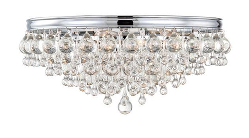Crystal Teardrop 6 Light Chrome Ceiling Mount, Lighting, Laura of Pembroke