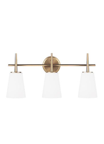 Etched White Glass Satin Bronze 3 Light Wall/Bath Light, Lighting, Laura of Pembroke