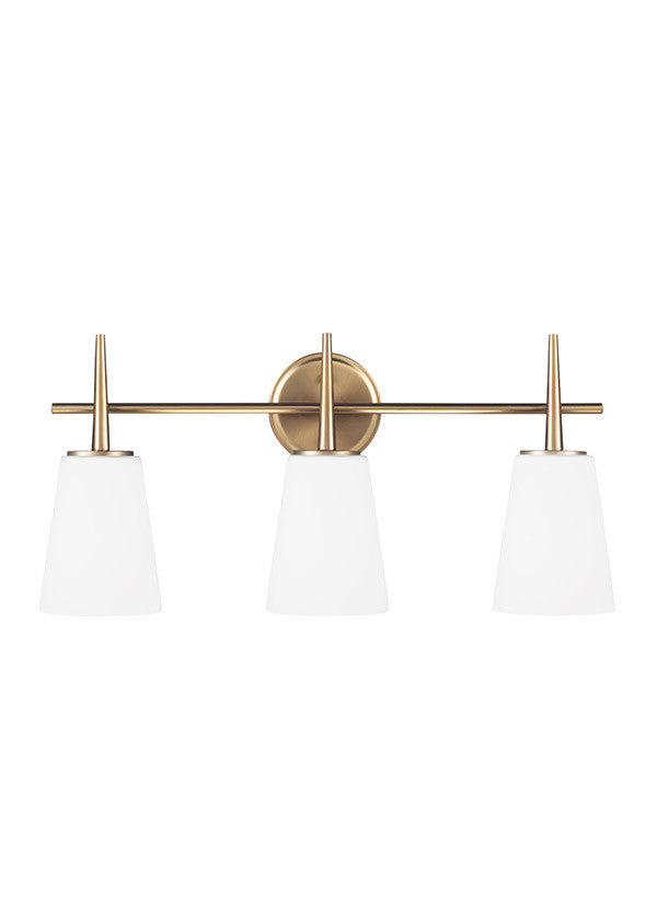 Etched White Glass Satin Bronze 3 Light Wall/Bath Light, Lighting, Laura of Pembroke