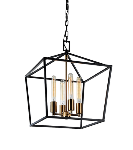 Rusty Black + Aged Gold Brass 4 Light Pendant, Lighting, Laura of Pembroke