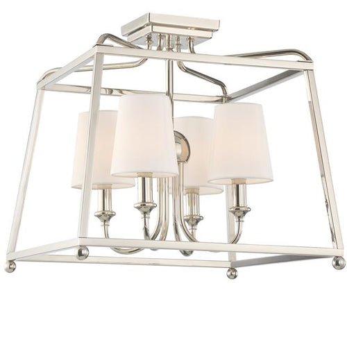 4 Light Polished Nickel Ceiling Mount, Lighting, Laura of Pembroke