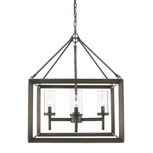 Smyth 4 Light Chandelier in Gunmetal Bronze with Clear Glass, Lighting, Laura of Pembroke