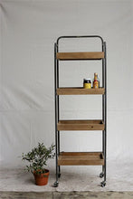 Metal 4-Tier Rack w/ Wood Shelves On Casters, Home Furnishings, Laura of Pembroke 2