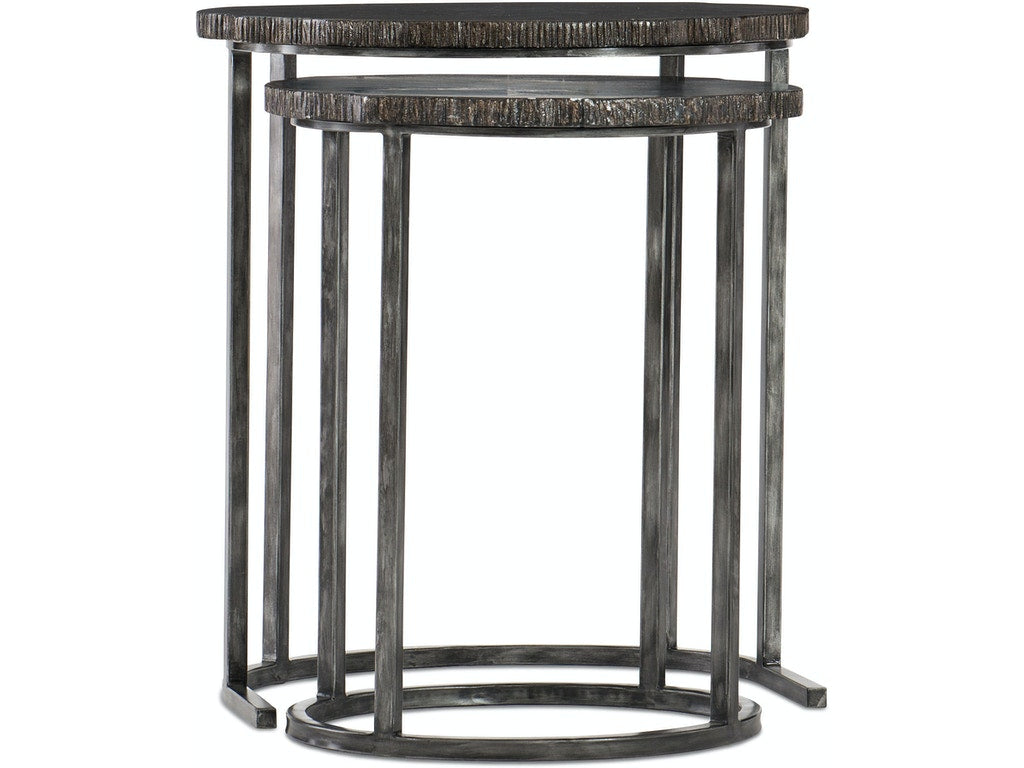 METAL NESTING TABLES WITH WOOD TOP