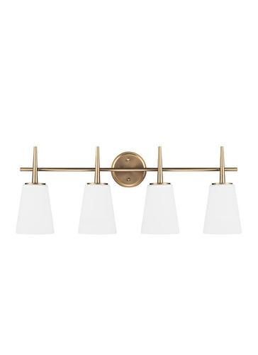 Etched White Glass Satin Bronze 4 Light Wall/Bath Light, Lighting, Laura of Pembroke