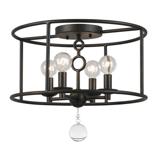Circle Detail Bronze 4 Light Semi-Flush, Lighting, Laura of Pembroke