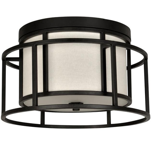 Matte Black Cage 2 Light Hulton Ceiling Mount, Lighting, Laura of Pembroke