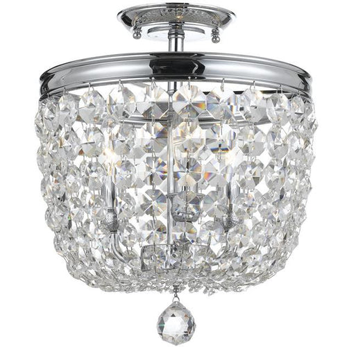 3 Light Crystal Polished Chrome Ceiling Mount, Lighting, Laura of Pembroke