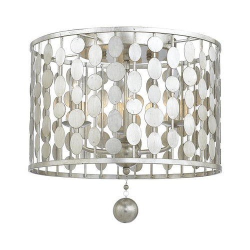 Circle Detail Antique 3 Light Silver Ceiling Mount, Lighting, Laura of Pembroke