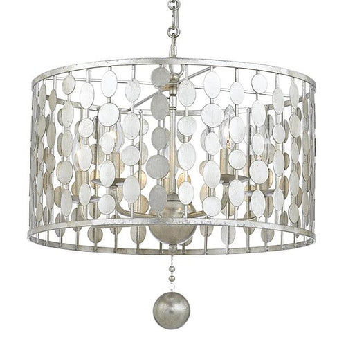 Circle Detail Antique 5 Light Silver Chandelier, Lighting, Laura of Pembroke