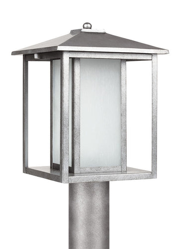 Transitional Minimalism Weathered Pewter 1 Light Outdoor Post Lantern, Lighting, Laura of Pembroke