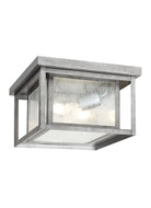 Transitional Minimalism Weathered Pewter 2 Light Outdoor Ceiling Flush Mount, Lighting, Laura of Pembroke