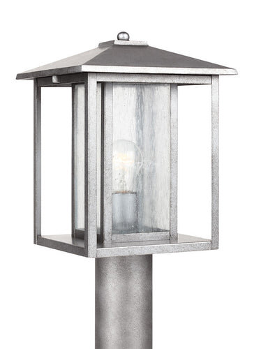 Transitional Minimalism Weathered Pewter 1 Light Outdoor Post Lantern, Lighting, Laura of Pembroke