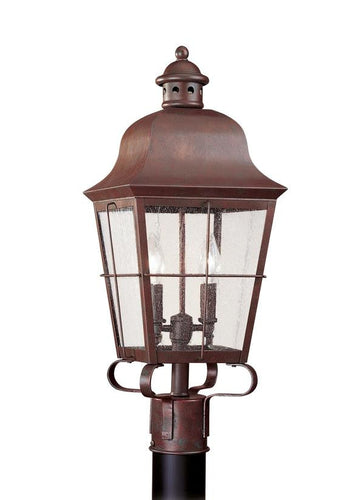 Classic Window Pane Weathered Copper 2 Light Outdoor Post Lantern, Lighting, Laura of Pembroke