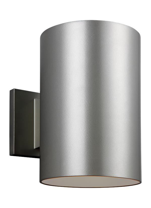 Outdoor Cylinders Painted Brushed Nickel Large 1 Light Wall Lantern, Lighting, Laura of Pembroke
