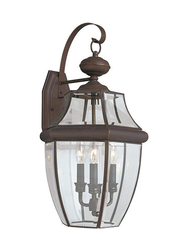 Curved Beveled Antique Bronze 3 lIght Outdoor Wall Lantern, Lighting, Laura of Pembroke